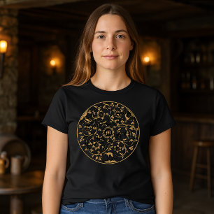 Baroque Rokoko Birds Animals Floral Monogramm druc T-Shirt