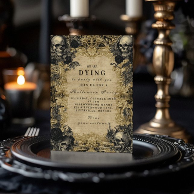 Baroque Skull Gothic Halloween Soirée Einladung (Von Creator hochgeladen)