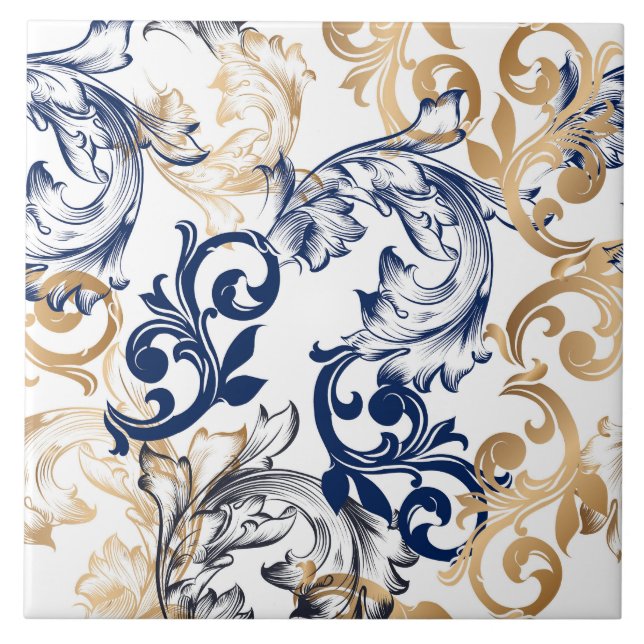 Baroque-Style Retro Classic Pattern  Fliese (Vorderseite)