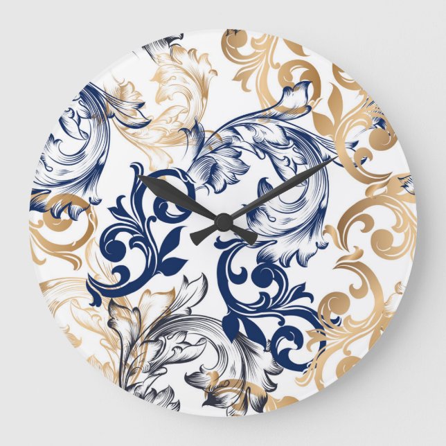 Baroque-Style Retro Classic Pattern  Große Wanduhr (Vorderseite)