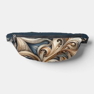 Baroque Swirl Pattern in Blue & Gold Bauchtasche