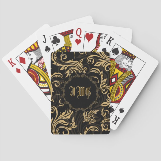 Baroque Swirls Monogram Bicycle® Playing Cards Spielkarten (Rückseite)