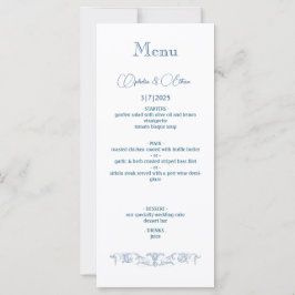 Baroque Vintag Dusty Blue Hochzeitsfeier Menü