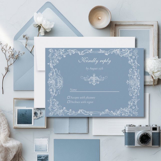 Baroque Vintage Damask Wedding Response Card RSVP Karte (Von Creator hochgeladen)