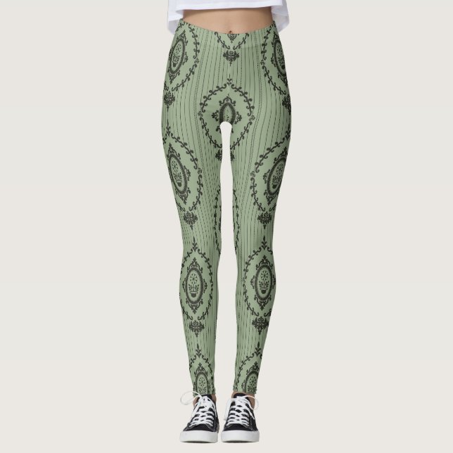 Baroque Wallpaper in Green Leggings (Vorderseite)