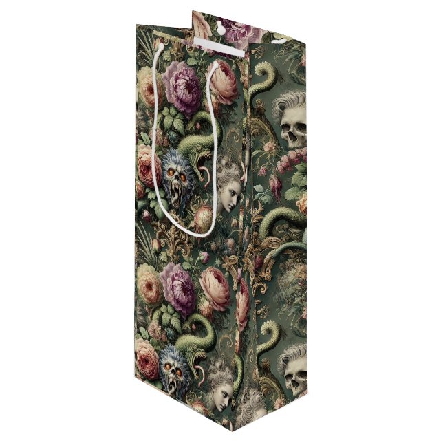 Baroquing Boundaries - Gotisch Viktorianisch Geschenktüte Für Weinflaschen (Vorderseite Schrägansicht)
