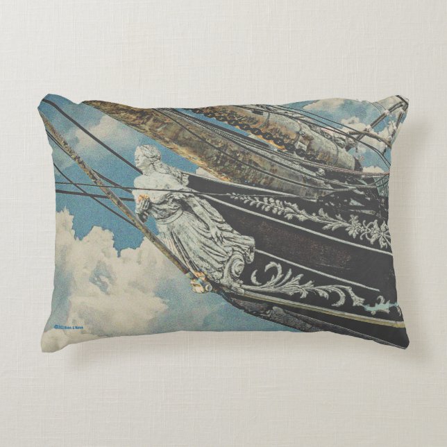 Barque Elissa Figurhead Dekokissen (Vorderseite)