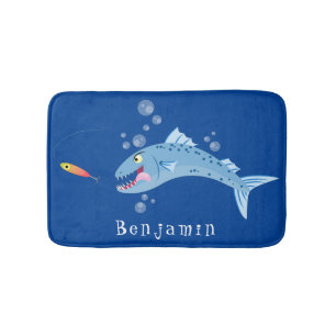 Barracuda Fisch hungriger Cartoon Badematte