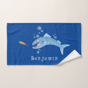Barracuda Fisch hungriger Cartoon Badhandtuch Set