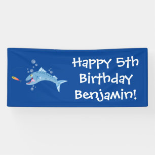 Barracuda Fisch hungriger Cartoon Banner