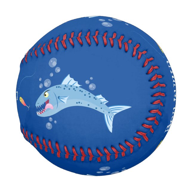 Barracuda Fisch hungriger Cartoon Baseball (Vorne Rechts)