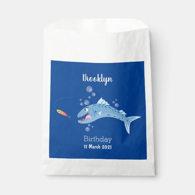 Barracuda Fisch hungriger Cartoon Geschenktütchen (Vorderseite)