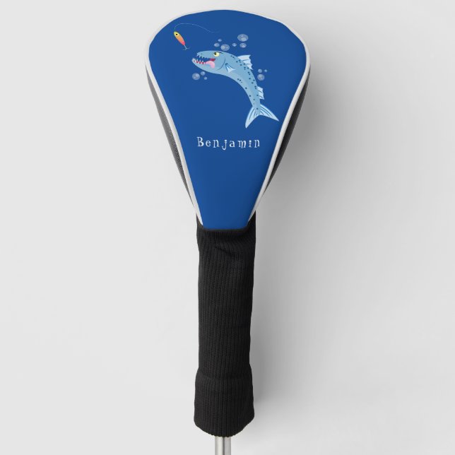 Barracuda Fisch hungriger Cartoon Golf Headcover (Vorderseite)