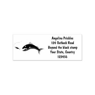 Barracuda Fisch hungriger Cartoon Gummistempel
