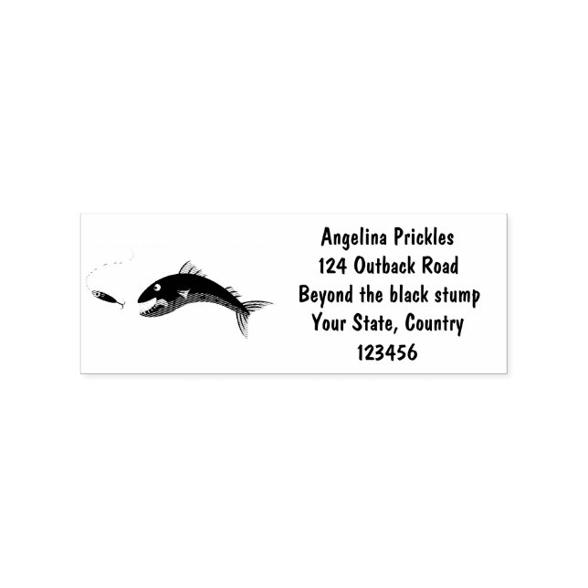 Barracuda Fisch hungriger Cartoon Gummistempel (Prägung)