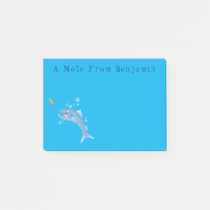 Barracuda Fisch hungriger Cartoon Post-it Klebezettel