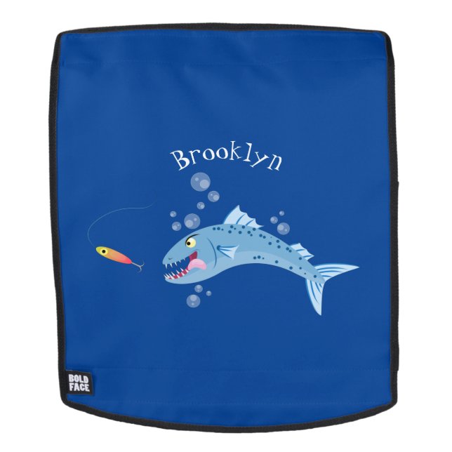 Barracuda Fisch hungriger Cartoon Rucksack (Abnehmbare Front)
