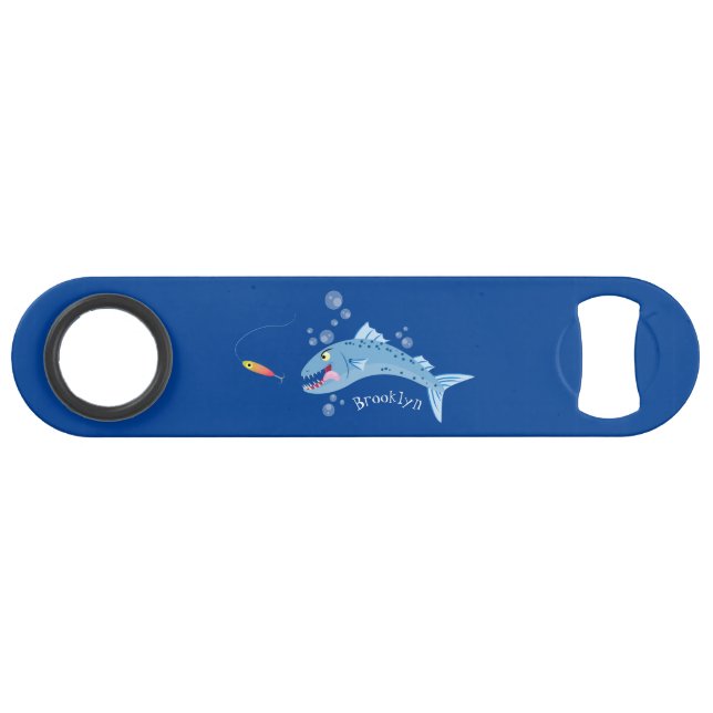 Barracuda Fisch hungriger Cartoon Speed Flaschenöffner (Vorderseite (Horizontal))