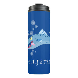 Barracuda Fisch hungriger Cartoon Thermosbecher