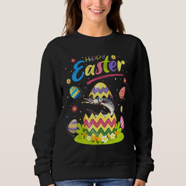 Barracuda Fisch Ostern Ei Barracuda Happy Oster Sweatshirt (Vorderseite)
