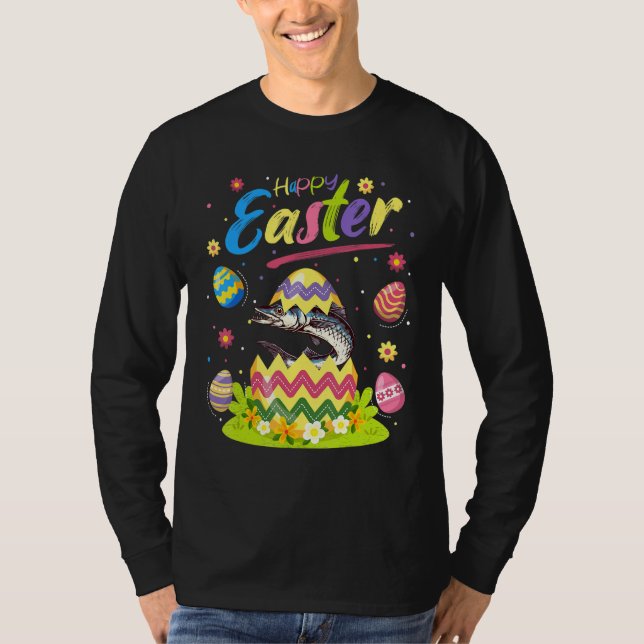 Barracuda Fisch Ostern Ei Barracuda Happy Oster T-Shirt (Vorderseite)