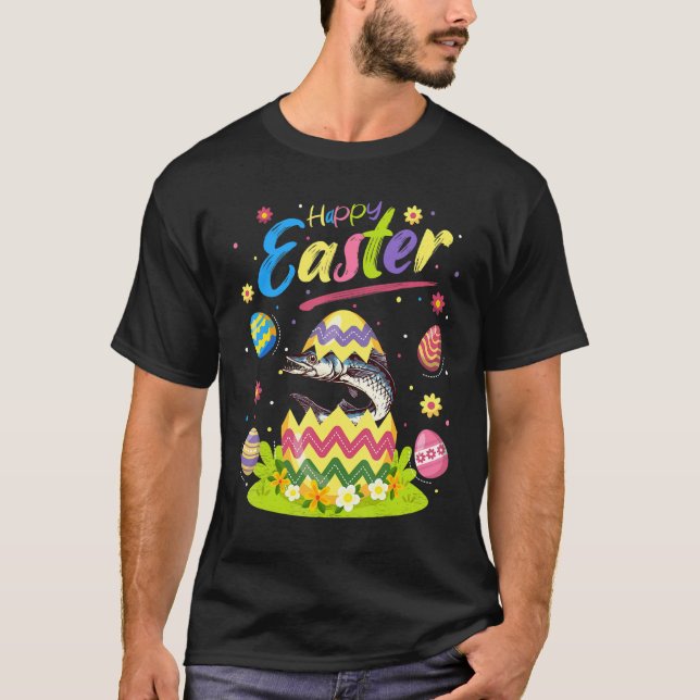 Barracuda Fisch Ostern Ei Barracuda Happy Oster T-Shirt (Vorderseite)
