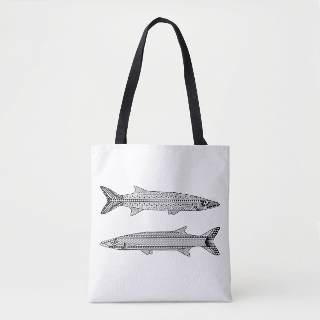 Barracuda Fische Erwachsenenfärbung Tasche (Vorderseite)