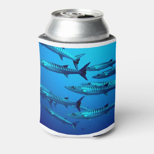 Barracuda Fish Dive Deep Ocean Water Swim Strand Dosenkühler (Kanne Rückseite)
