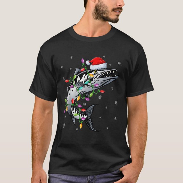 Barracuda Fish Xmas Lighting Rentier Barracuda Ch T-Shirt (Vorderseite)
