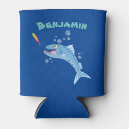 Barracuda hungriger Cartoon Dosenkühler