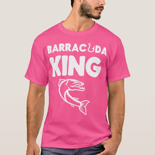 Barracuda King Funny Deep Sea Fishing T-Shirt (Vorderseite)