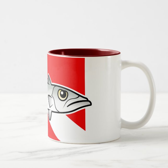 Barracuda-Tauchen-Flagge Zweifarbige Tasse (Rechts)