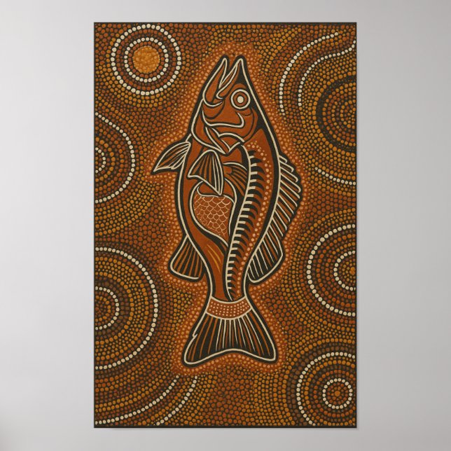 Barramundi Aboriginal Dot Art Poster (Vorne)