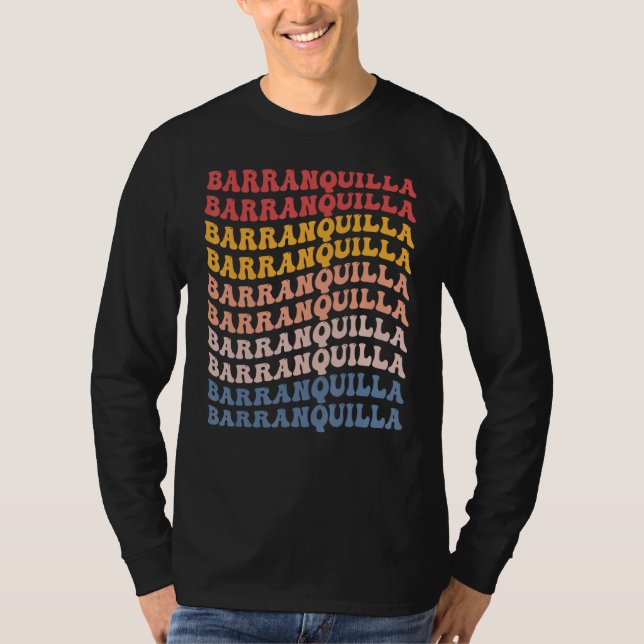 Barranquilla City Groovy Retro T-Shirt (Vorderseite)