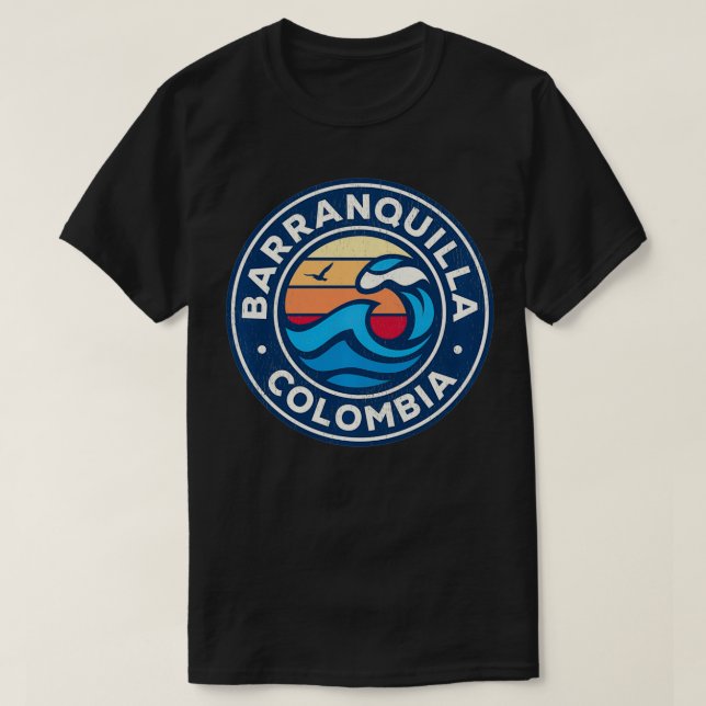 Barranquilla Kolumbien Vintage Waves Design T-Shirt (Design vorne)