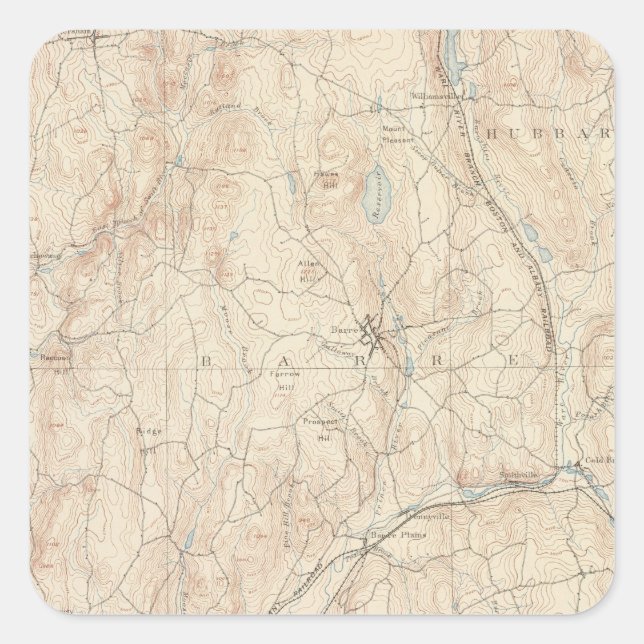 Barre, Massachusetts Quadratischer Aufkleber (Vorderseite)