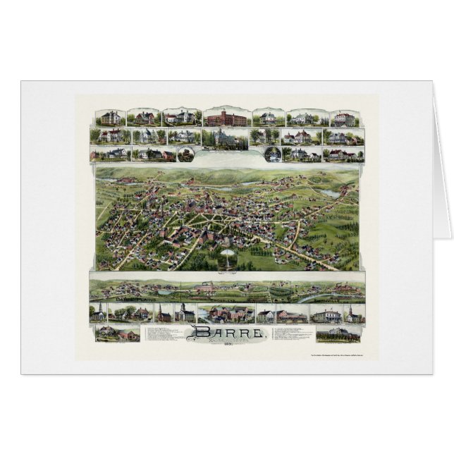 Barre, panoramische Karte MAs - 1891 (Vorderseite (Horizontal))