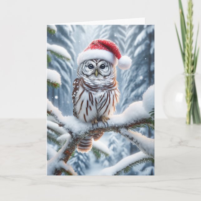 BARRED OWL CHRISTMAS - WILDLIFE FEIERTAGSKARTE (Vorderseite)