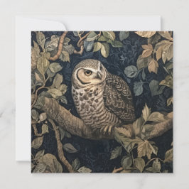 Barred Owl im Wald William Morris Style Einladung