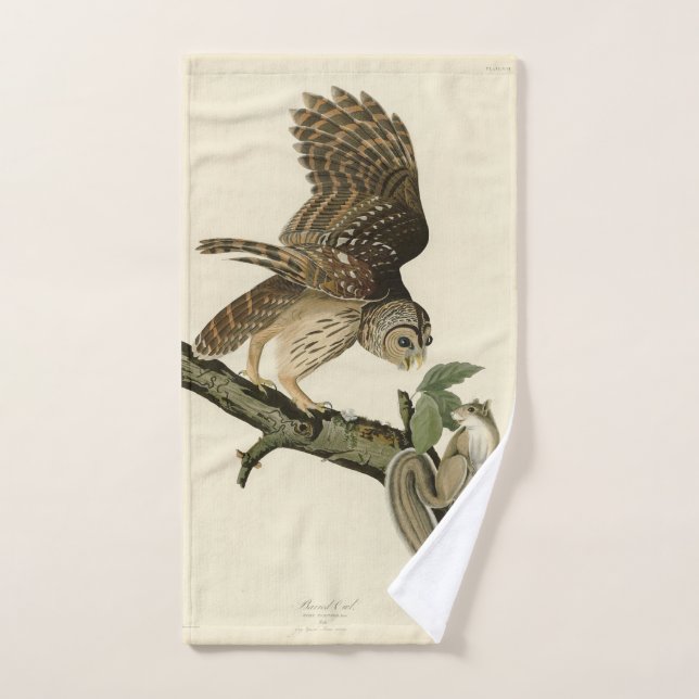 Barred Owl, John James Audubons Vögel von Amerika Badhandtuch Set (Handtuch)