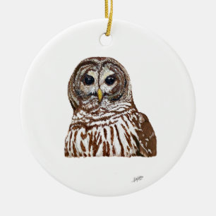 Barred Owl Keramik Ornament