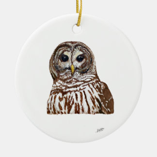 Barred Owl Keramik Ornament