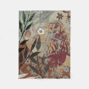 Barred Owl Nature Heart Blume Tapestry Fleecedecke