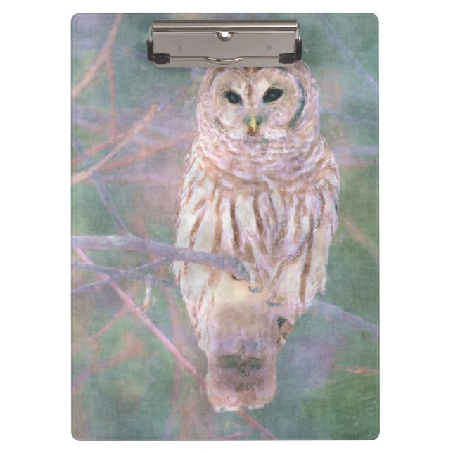 Barred Owl Pastel Digitales Ölgemälde Klemmbrett (Vorderseite)