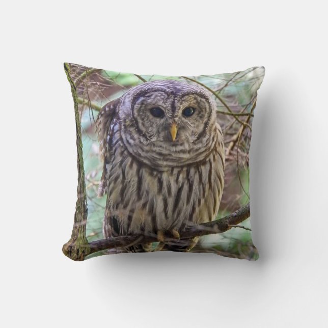 Barred Owl Throw Kissen (Vorderseite)