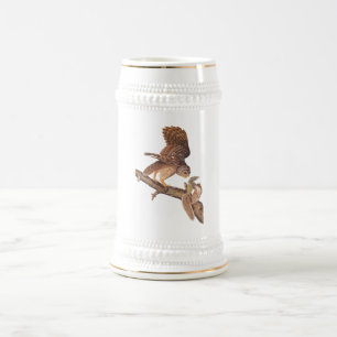 Barred Owl und Happy Squirrel Audubon Art Bierglas