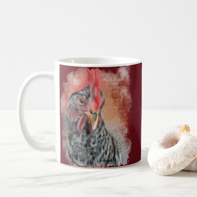 Barred Rock Hen Kaffeetasse (Mit Donut)