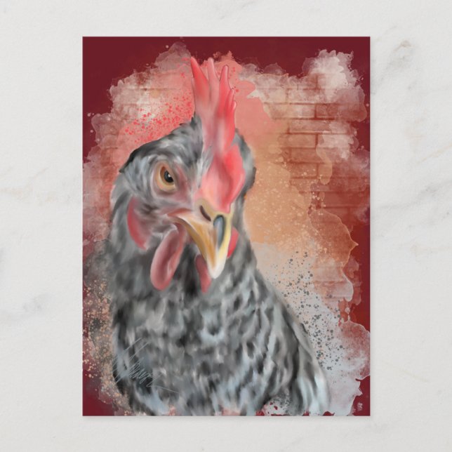 Barred Rock Hen Postkarte (Vorderseite)