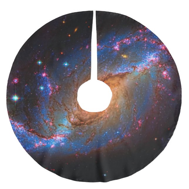 Barred Spiral Galaxy NGC 1672 Astronomie Bild Polyester Weihnachtsbaumdecke (Vorderseite)