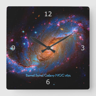Barred Spiral Galaxy NGC 1672 Quadratische Wanduhr